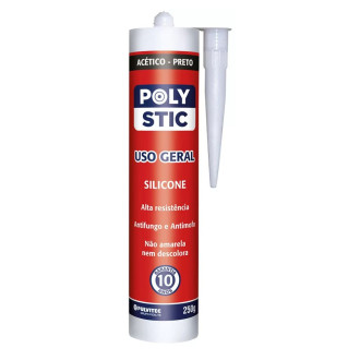 Silicone Acético Polystic Uso Geral Preto 250g Pulvitec
