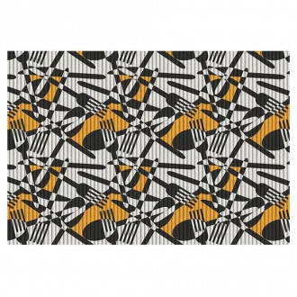 Tapete Antiderrapante Tropical Talheres Abstratos 43cm x 65cm Kapazi