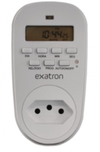Interruptor exatron temporizador digital + tomada 10A 1SEG/40PRG